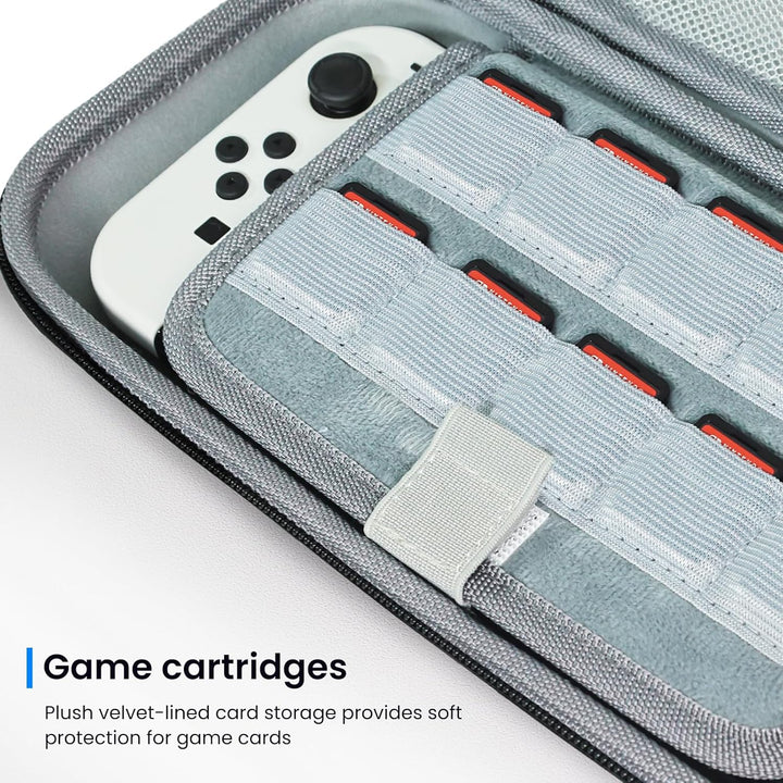 Husă de transport pentru consolă, compatibilă cu Nintendo Switch 2, 10 sloturi pentru jocuri, carcasă rigidă, negru