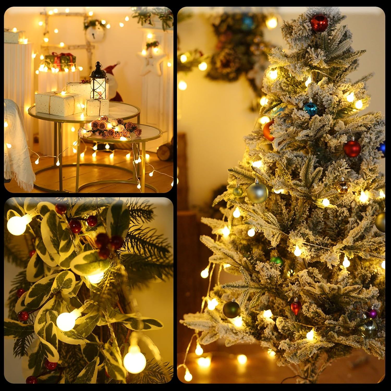 Ghirlanda luminoasa decorativa 5 m, 50 LED glob, 8 moduri si telecomanda, IP44, alb cald
