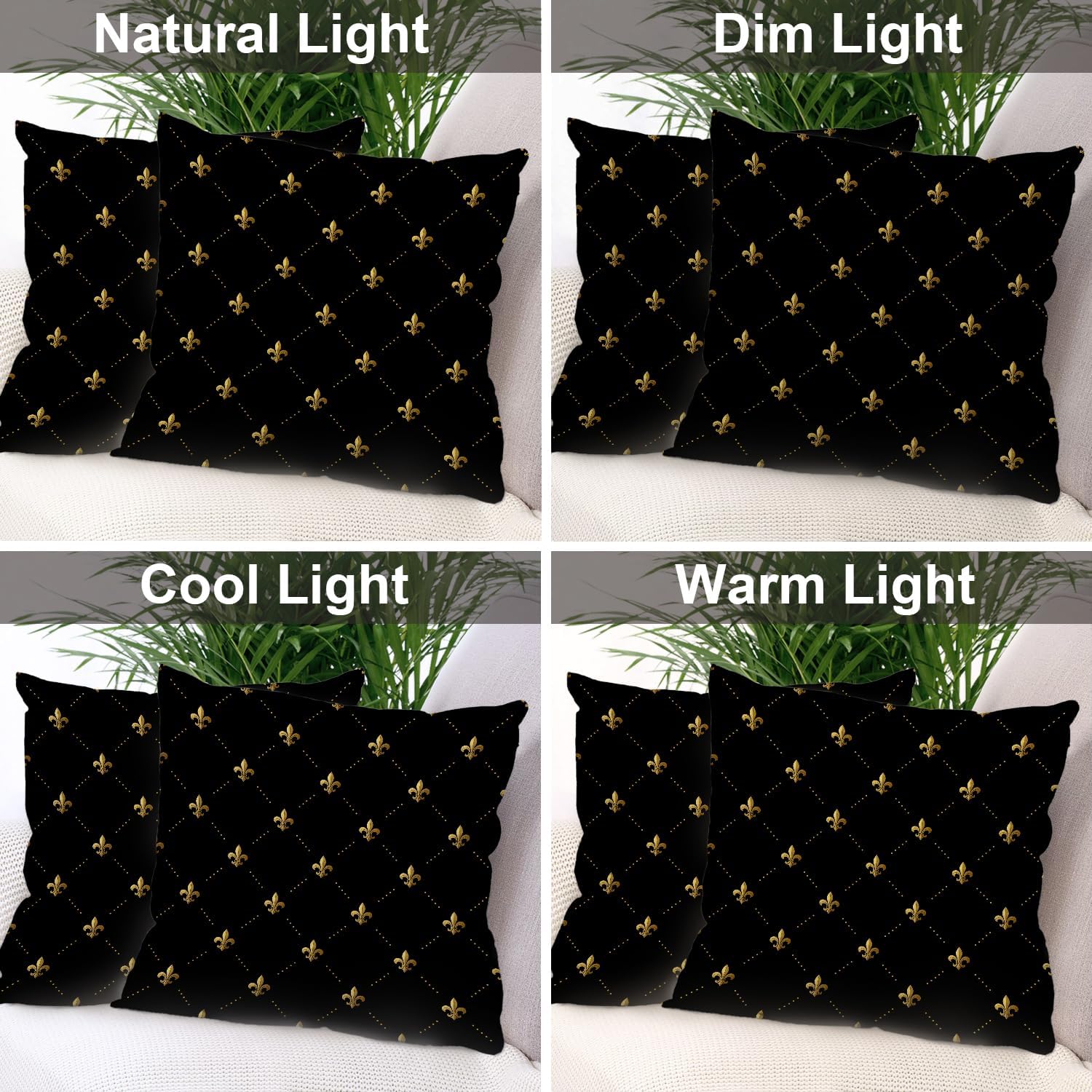 Set 2 fețe de pernă decorative, 55 x 55 cm, fermoar ascuns, negru