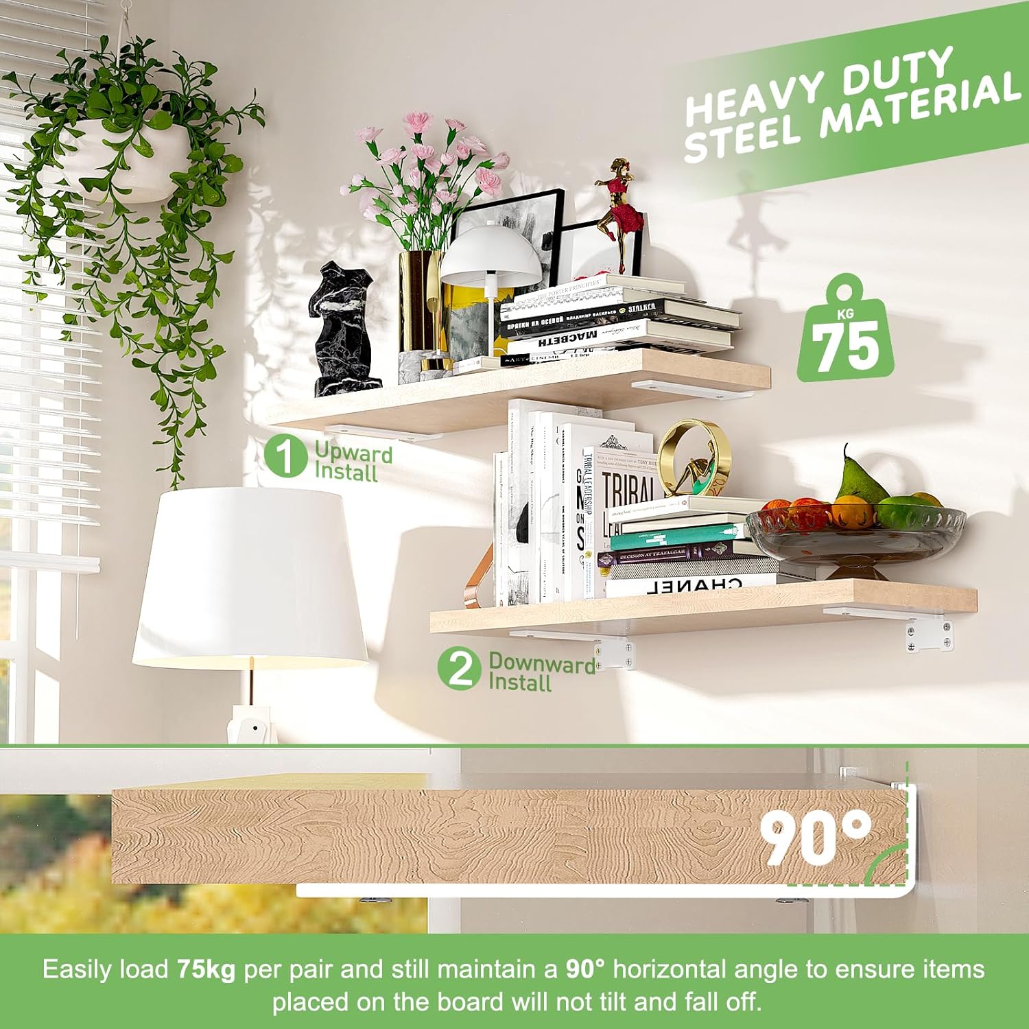 Set 6 console pentru raft, 25 cm, capacitate 75 kg, montaj ascuns, alb