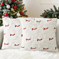 Set 2 fețe de pernă decorative, 45 x 45 cm, poliester plușat cu broderie 3D, fermoar ascuns, model Crăciun