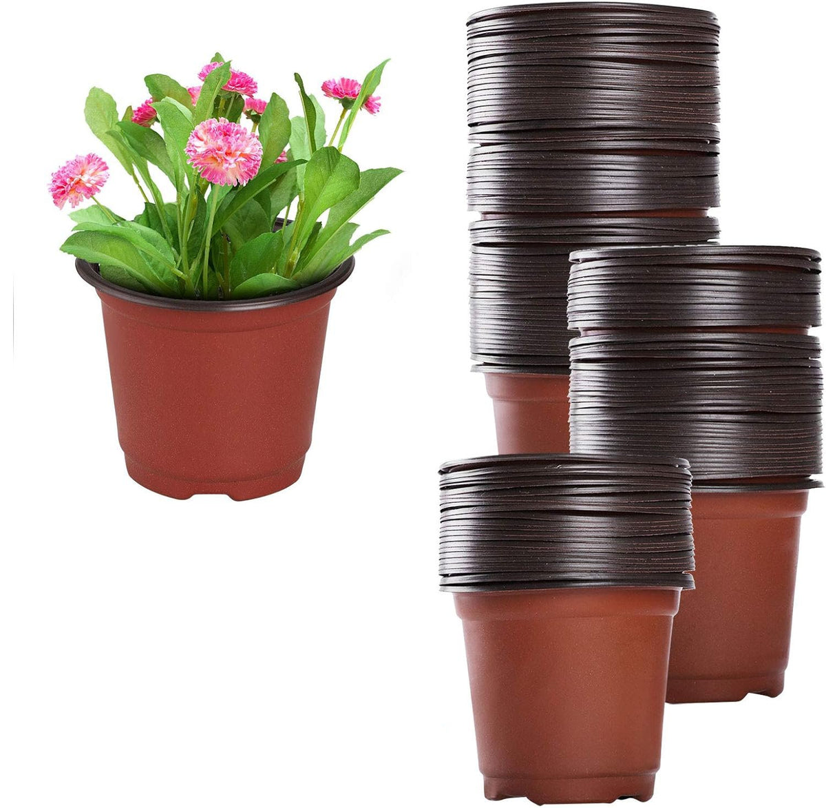 Set 50 ghivece pentru rasaduri cu dom reglabil, diametru 10 cm, orificii drenaj, 50 etichete