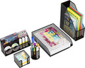 Desk Organiser Set Made of Metal - Document Tray A4 Paper Letter Tray Pen Holder Letter Holder and Sticky Note Holder, Black
