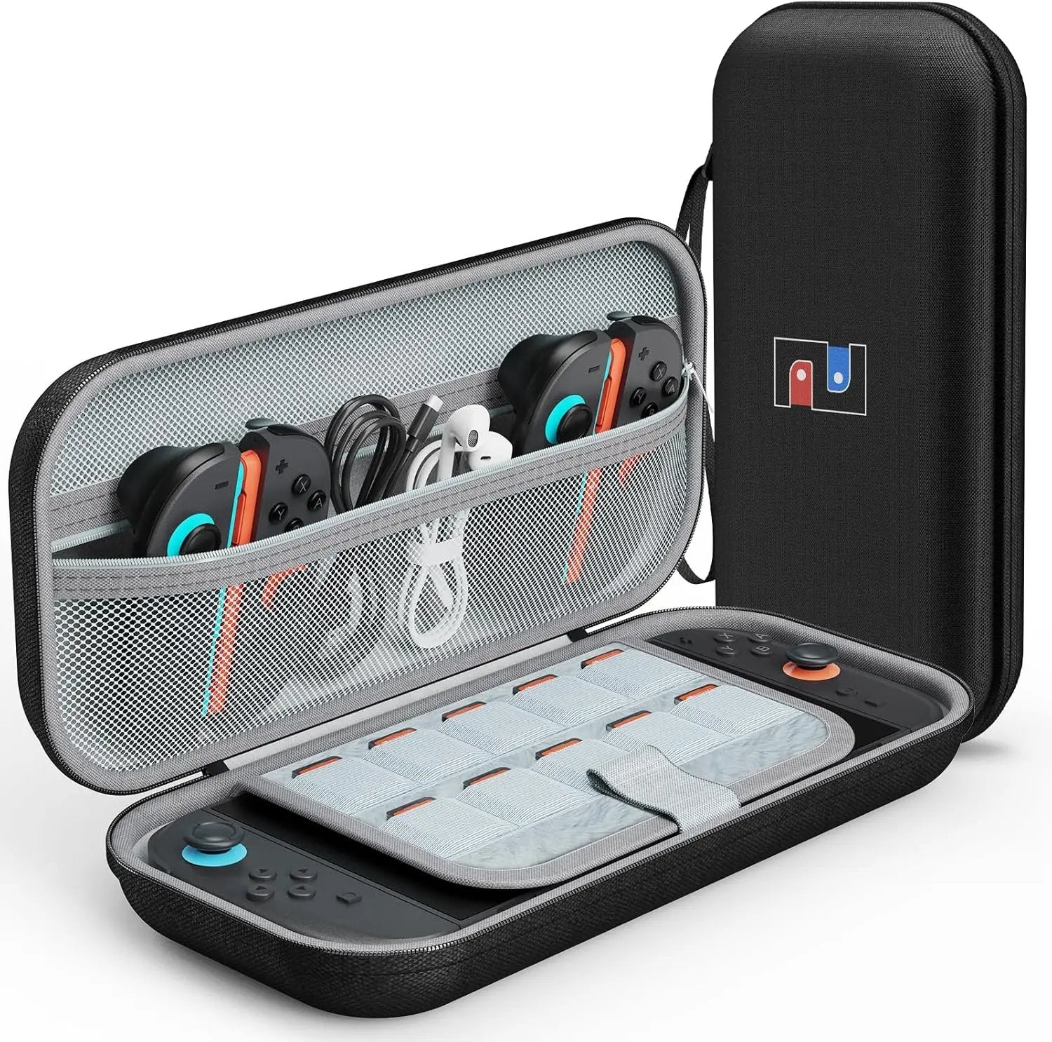 Husă de transport pentru consolă, compatibilă cu Nintendo Switch 2, 10 sloturi pentru jocuri, carcasă rigidă, negru