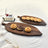 Tava servire decorativa din lemn de acacia 38 x 15 x 1,5 cm, model frunza