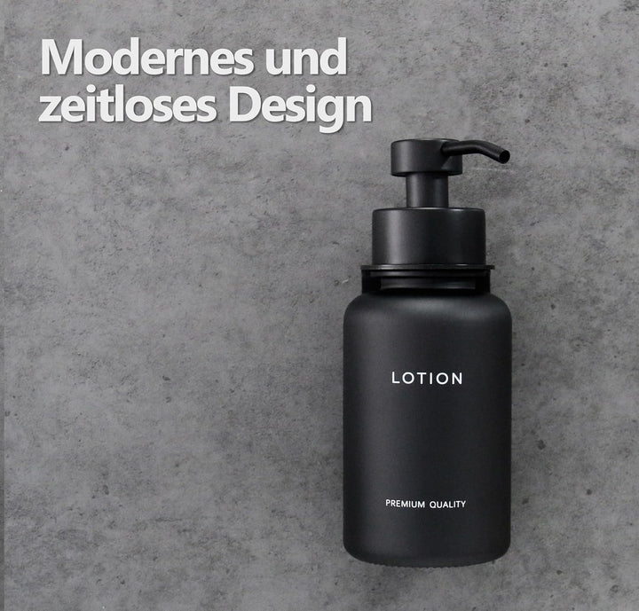 Set 2 dozatoare sapun lichid si lotiune din sticla, montaj perete autoadeziv, pompa din inox, 400 ml