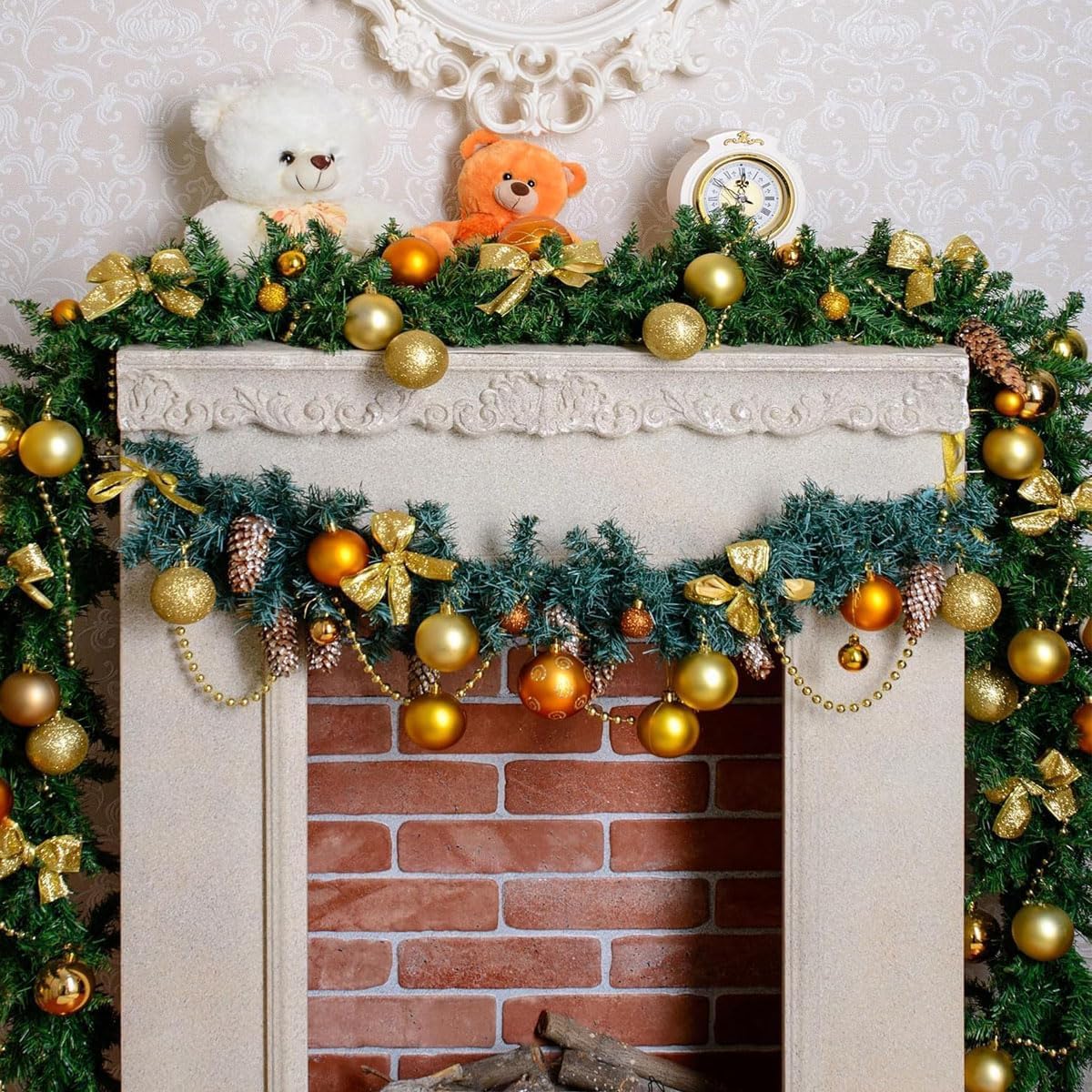 Ghirlanda cu margele, 10 m, perle artificiale 8 mm, pentru brad si decoratiuni
