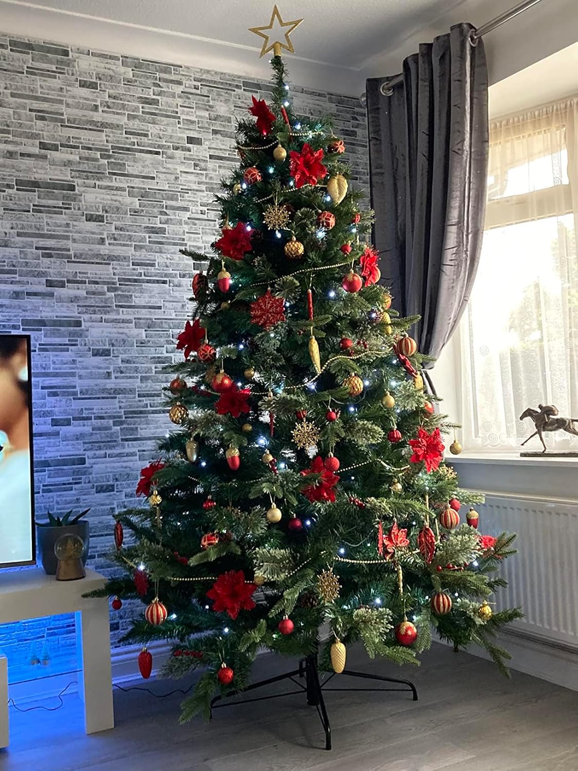 Ghirlanda cu margele, 10 m, perle artificiale 8 mm, pentru brad si decoratiuni