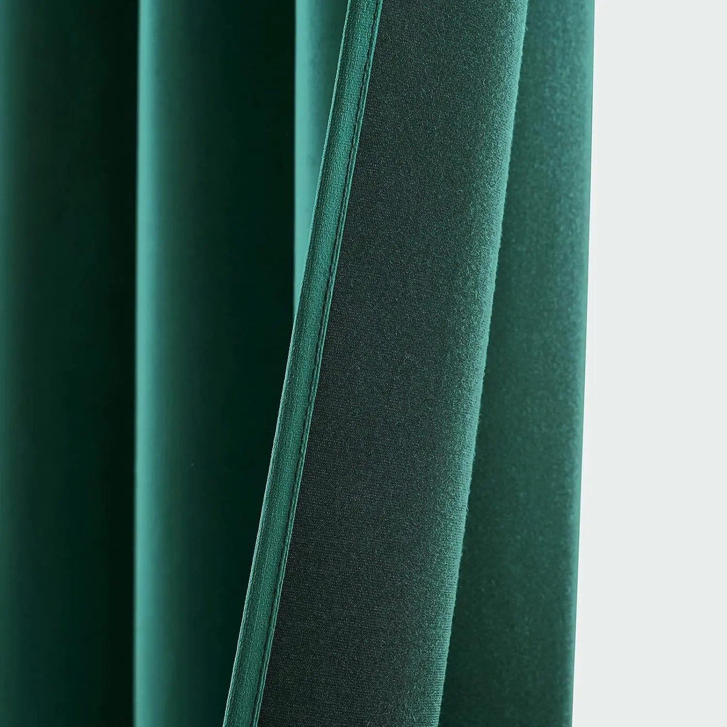 Set 2 draperii catifelate cu inele, 140 x 290 cm, opace, verde închis