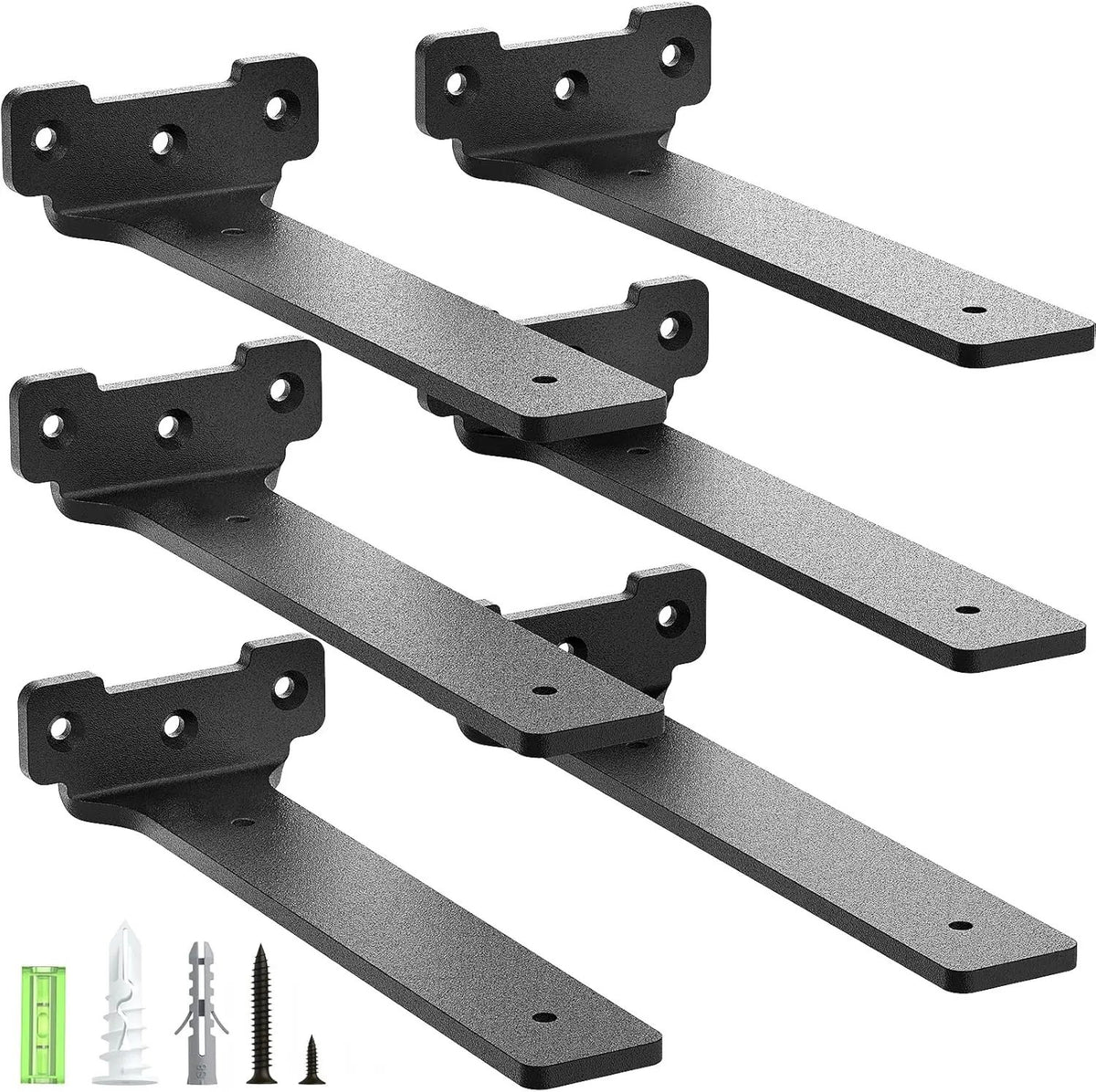 Set 6 console pentru raft, metal, cu șuruburi, capacitate 70 kg, negre