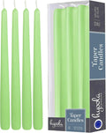 Set 12 lumânări conice pentru masă, 35,6 cm, ceară de parafină, fără parfum, verde țelină