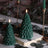 Set 2 lumanari LED, forma brad de Craciun, cu telecomanda si timer, verde