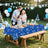 Christmas Snowflake Tablecloth, Pack of 4, Blue Snowflake Printed Tablecloth for Winter Theme Party, Christmas Holiday Decorations, 130 x 220 cm