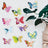 Set 64 stickere fluturi acuarela, detasabile, PVC, multicolor