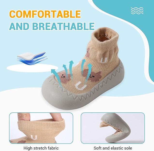 Pantofi tip șosetă pentru bebeluși, talpă moale din cauciuc, antiderapanți și respirabili, slip-on, unisex, 24-30 luni