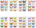 Set 128 stickere de perete cu fluturi, model acuarela, PVC, repozitionabile, multicolor