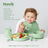 Set hranire bebelusi 10 piese, silicon alimentar, farfurie si bol cu ventuza, cana cu pai si cioc, verde