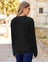 Pulover tricotat cu torsade Zeagoo, decolteu rotund, croială lejeră, negru, XL