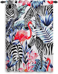 Draperie pentru cameră copii, model safari cu flamingo și zebră, 107 x 160 cm, cu buzunar pentru galerie, 1 panou