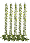 Set 6 ghirlande artificiale cu frunze de iederă, 1,7 m fiecare, din plastic, pentru decor balcon și perete, verde