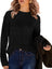 Pulover tricotat cu torsade Zeagoo, decolteu rotund, croială lejeră, negru, XL
