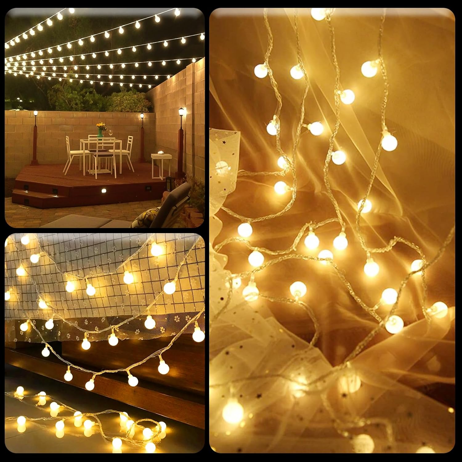 Ghirlanda luminoasa decorativa 5 m, 50 LED glob, 8 moduri si telecomanda, IP44, alb cald