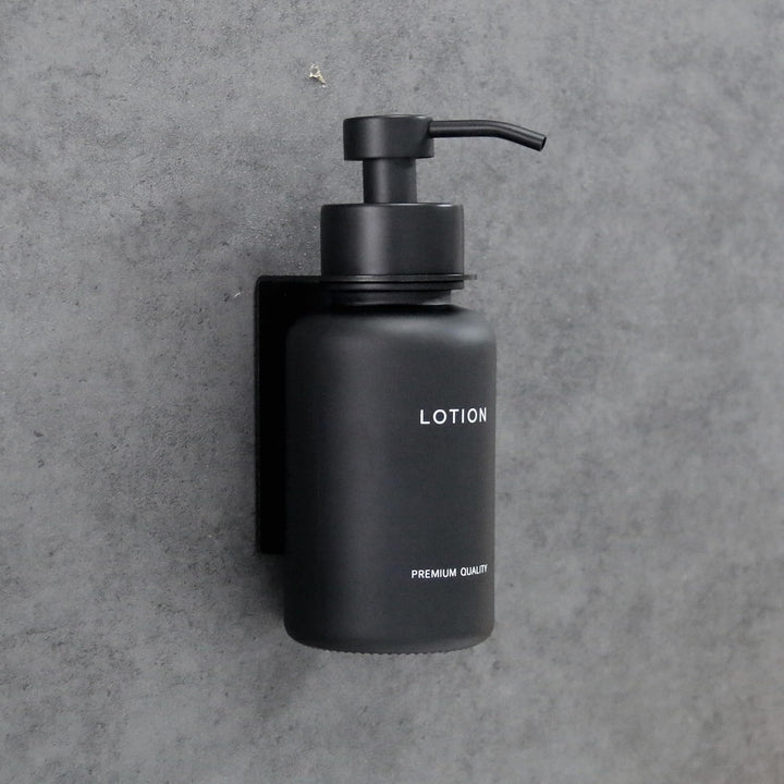 Set 2 dozatoare sapun lichid si lotiune din sticla, montaj perete autoadeziv, pompa din inox, 400 ml