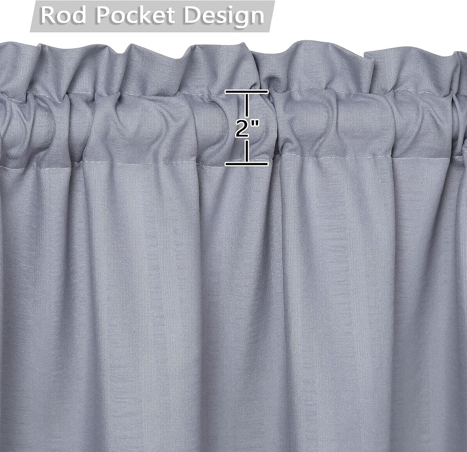 Set 2 perdele scurte, model în relief, 76 x 91 cm, rezistente la apă, gri