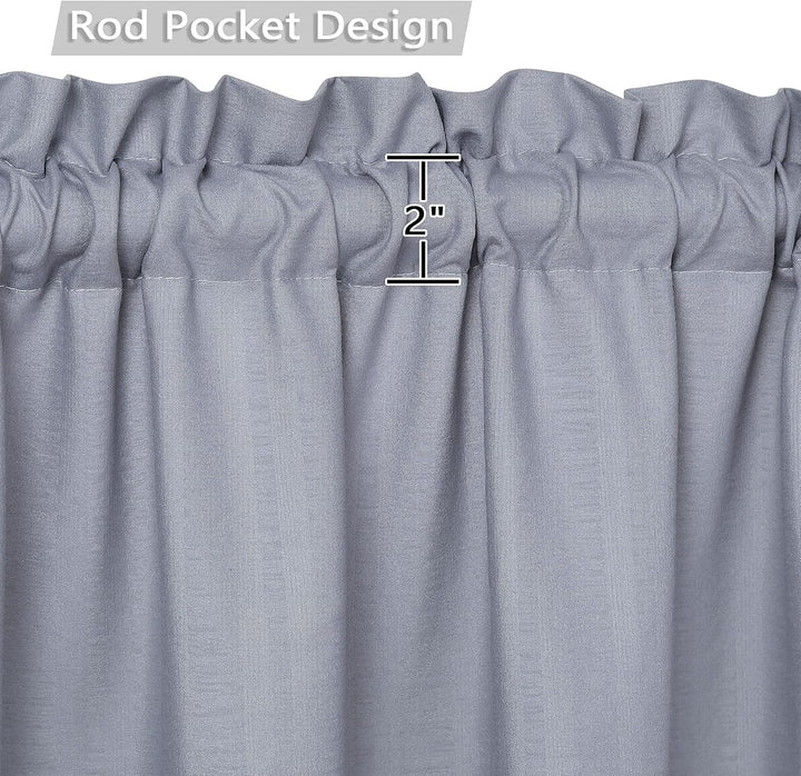 Set 2 perdele scurte, model în relief, 76 x 91 cm, rezistente la apă, gri