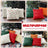 Set 2 fețe de pernă decorative, 45 x 45 cm, poliester plușat cu broderie 3D, fermoar ascuns, model Crăciun