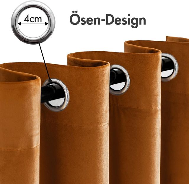 Set 2 draperii catifelate cu inele, 140 x 280 cm, opace si termice, maro